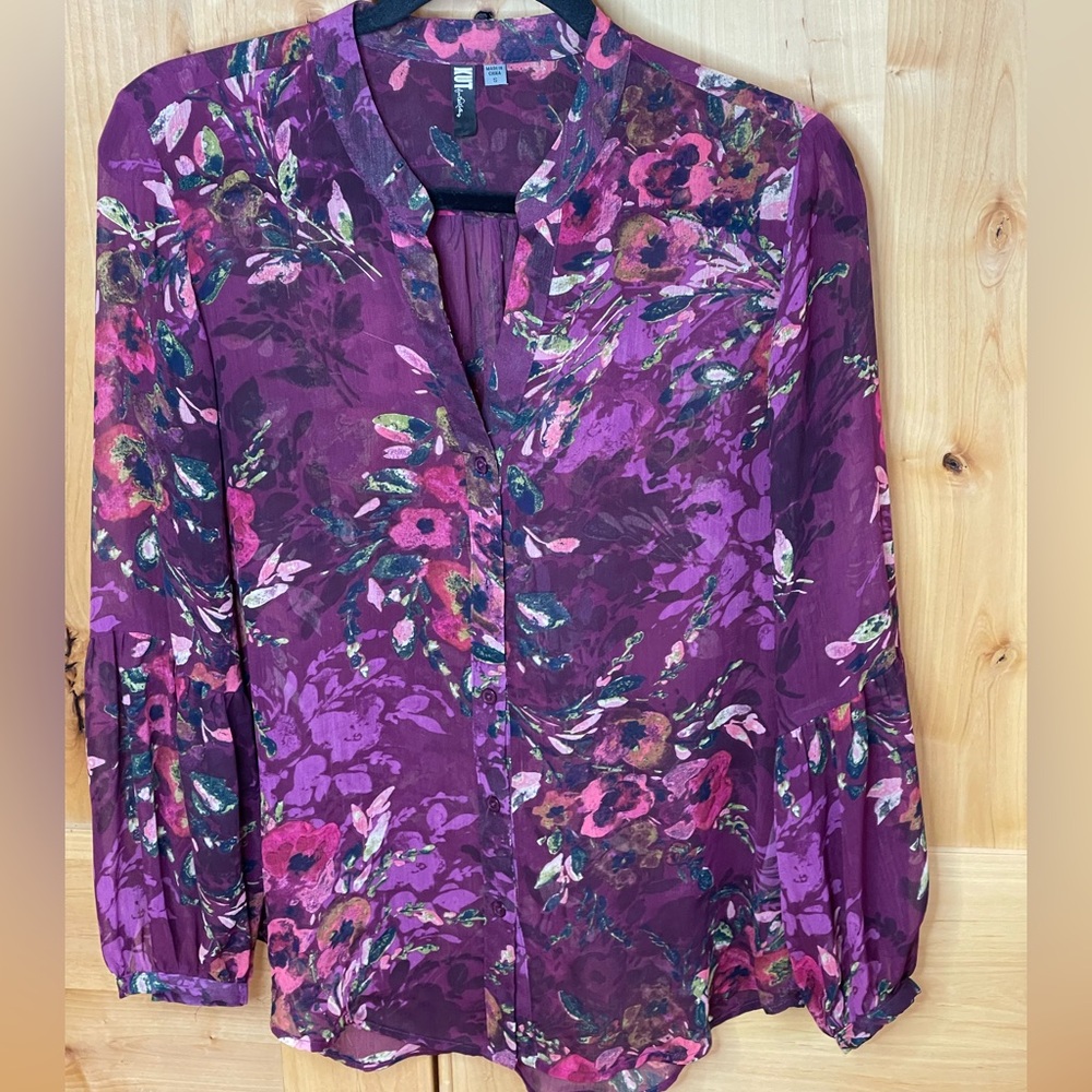 Kut from the Kloth floral poet-sleeve blouse
